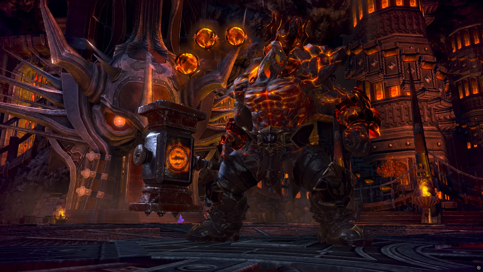 Bahaar, a molten-armoured giant, in his sanctum